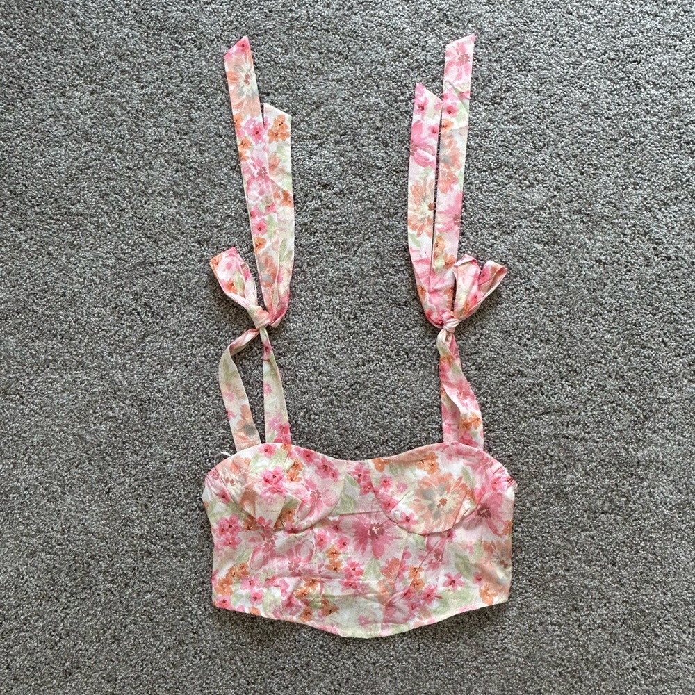 cropped floral blouse